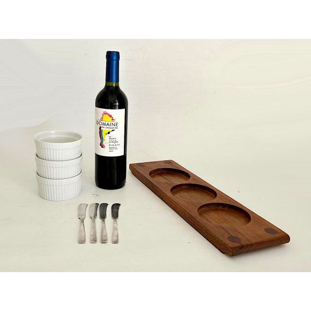 Vintage Teak Wood Snack Set, 8 Pieces For Sale In Miami - Image 6 of 10