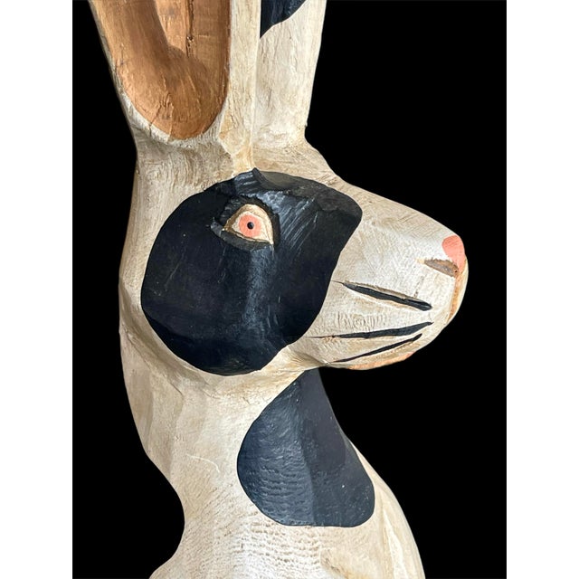 Tall Hand Carved Folk Art Rabbit | Chairish