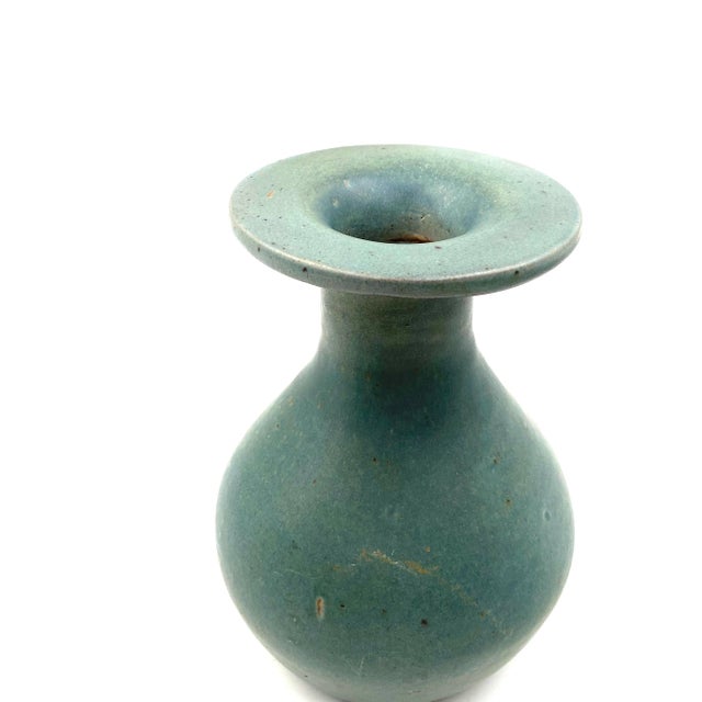 Midcentury Light Blue Ceramic Vase, France 1960s For Sale - Image 10 of 12