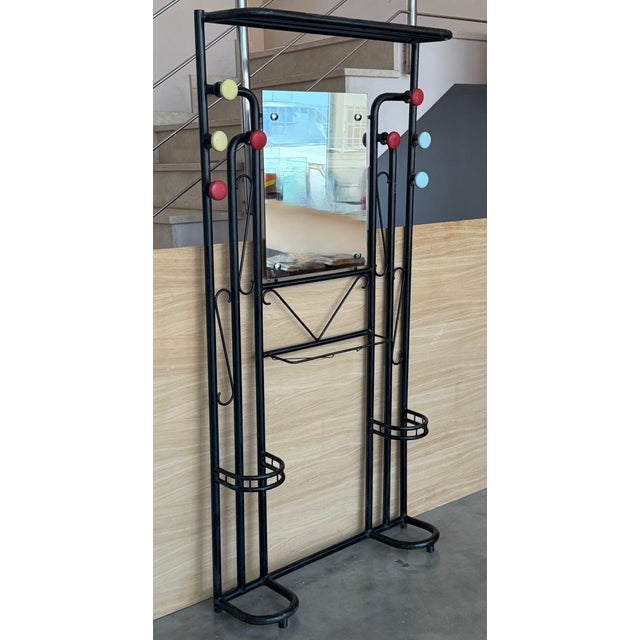 Black Wardrobe-Style Art Deco Hall Stand in Iron, France 1940s For Sale - Image 17 of 18