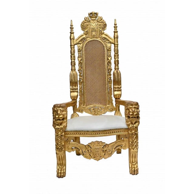 More bling than a Made In Chelsea series, you are viewing a pair of large gilt thrones Hand carved with distinctive lions...