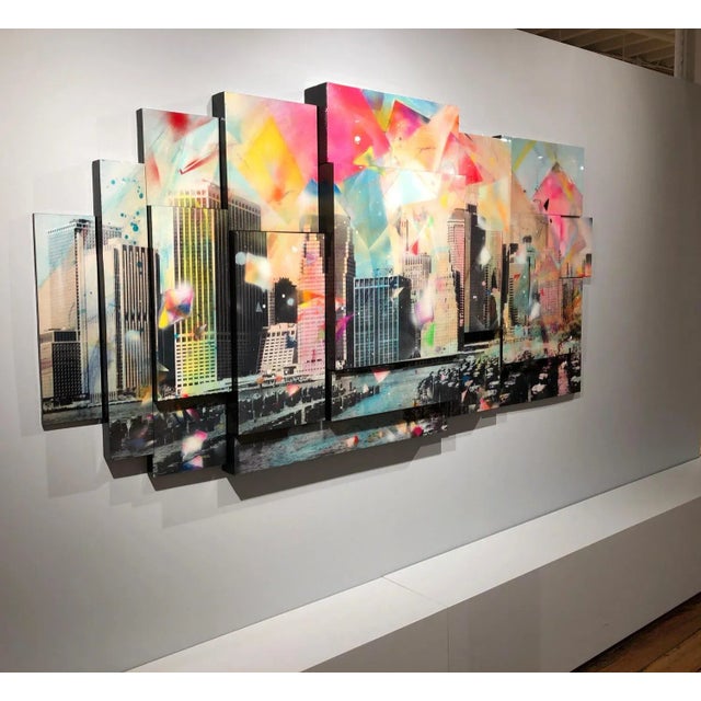 Junto Al Muelle, Hand-Painted Photograph Installation W Resin, Urban Water Scene 2017 For Sale - Image 11 of 15