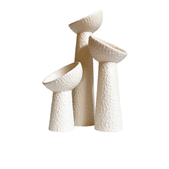 Modern Textured Ceramic Holders | Air Plant Candle Stands For Sale - Image 4 of 6