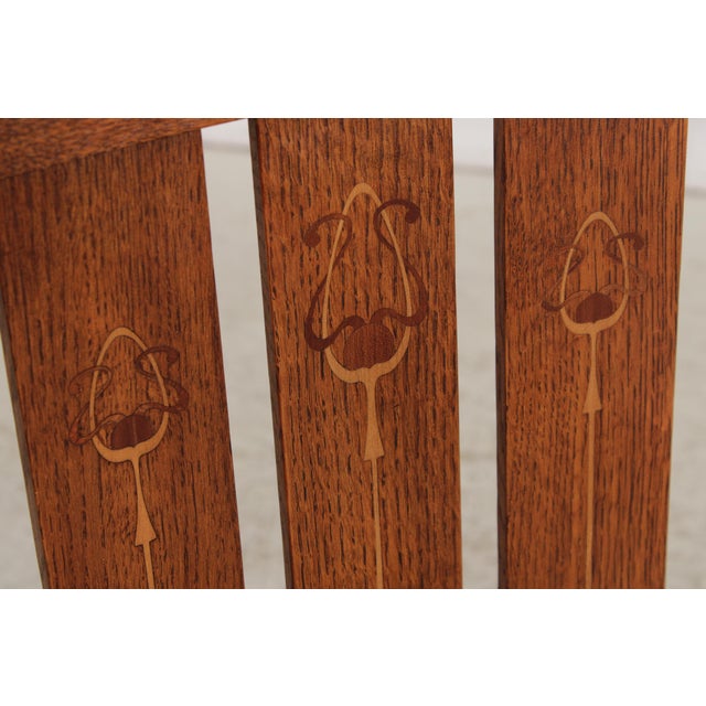 Wood Stickley Mission Oak Harvey Ellis Armchair For Sale - Image 7 of 18