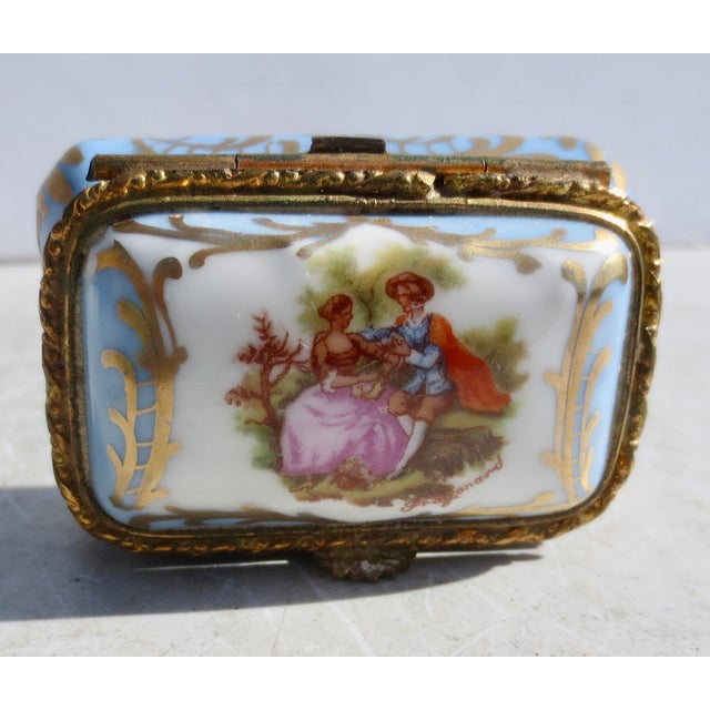 Limoge Enamel Porcelain Ring Box for Calvaire Circa 50s For Sale In New York - Image 6 of 6