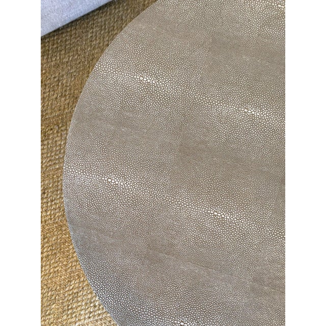Modern Made Goods Faux Shagreen and White Marbleized Resin Side Table For Sale - Image 3 of 9