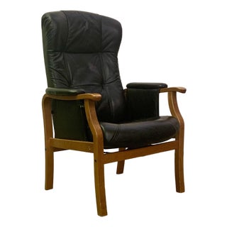 Leather Reclining Armchair, Sweden For Sale