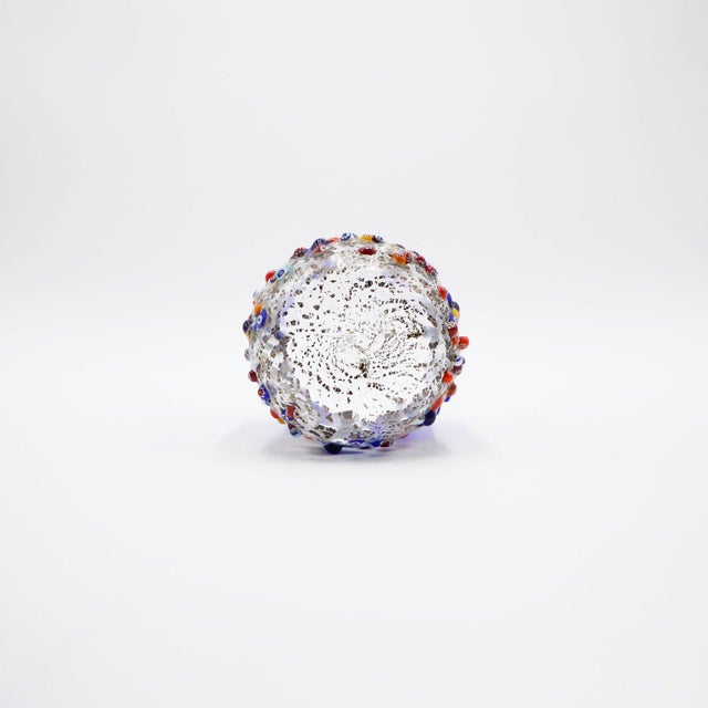 Gorgeous Murano dimpled crumpled glass millefiori tumbler. Made with murrine glass and embossed with silver leaf and...