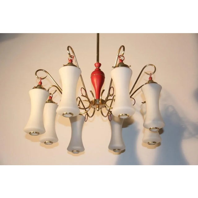 Mid-Century Italian Brass and Glass Chandelier, 1950s For Sale - Image 15 of 18
