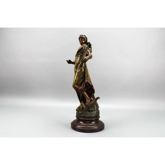 French Patinated Bronzed Spelter Sculpture Muse Champetre, 1920s For Sale - Image 13 of 18
