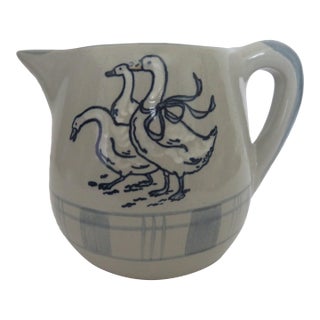 1986 Louisville Hand Painted Stoneware Gaggle of Geese Creamer, Made in Usa For Sale