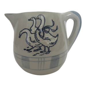 1986 Louisville Hand Painted Stoneware Gaggle of Geese Creamer, Made in Usa