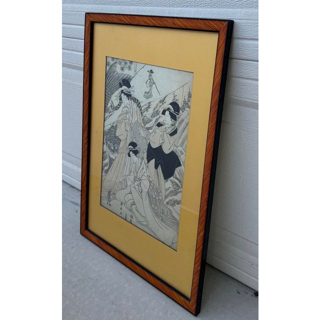 Early 19th Century Right Panel of Utagawa Kuninaga’s Woodblock Print Triptych For Sale - Image 14 of 18