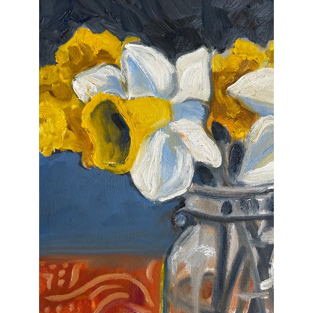 Contemporary Original Alexandra Brown Still Life Painting Daffodils in Glass Jar Oil Painting Framed For Sale - Image 4 of 6