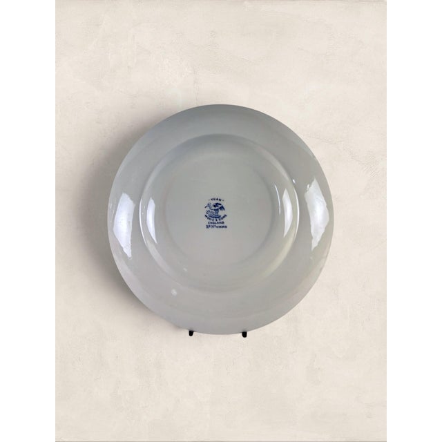 Blue Antique English Wood & Sons "Yuan" Blue & White Transferware Dinner Plates, Set of 5 For Sale - Image 8 of 16