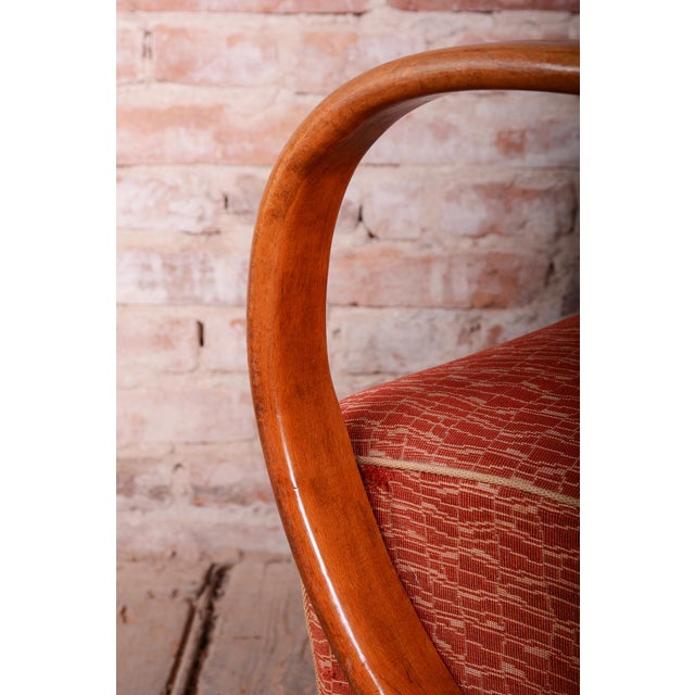 Brown Czech Art Deco Armchair in Beech attributed to J. Halabala for Up Zavody, 1920 For Sale - Image 8 of 9