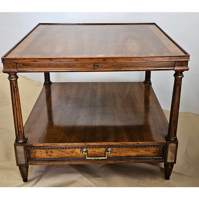A Mid Century Regency Mahogany Single Drawer Side Table With Pull Out Tray and Cross Banded top by Heritage Furniture....