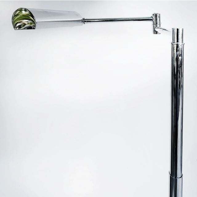 Metal Koch & Lowy Adjustable Swing Arm Chrome Floor Lamp Omi, 1960s For Sale - Image 7 of 12