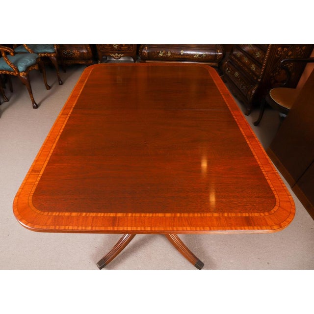 Wood Vintage 20th Century Twin Pillar Flame Mahogany Dining Table from William Tillman For Sale - Image 7 of 16