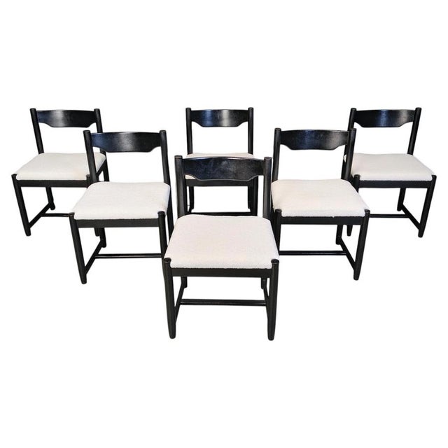 Vintage Black Wooden Dining Chairs, 1970s, Set of 6 For Sale - Image 15 of 15