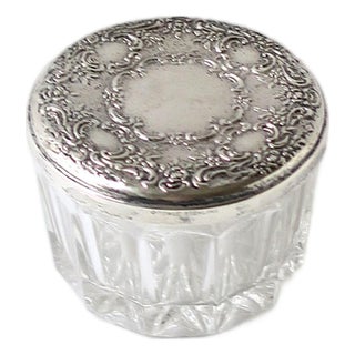 Sterling Silver Jewelry Box With Vanity Mirror, Victorian Style, Late-20th Century For Sale