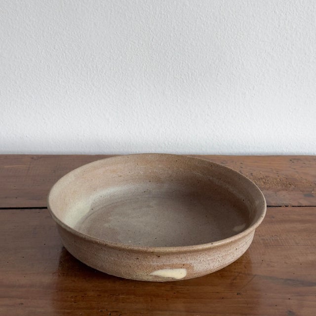 Mid-Century Modern Rustic Round Stoneware Serving Dish For Sale - Image 3 of 5