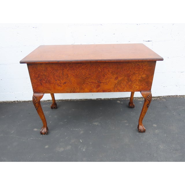 Early 1900s Ball and Claw Feet Burlwood Writing Office Desk 6392 For Sale - Image 9 of 18