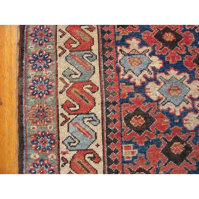 Late 19th Century Traditional Antique Tribal Geometric Nw Blue 1890s Hallway Runner Rug For Sale - Image 5 of 6