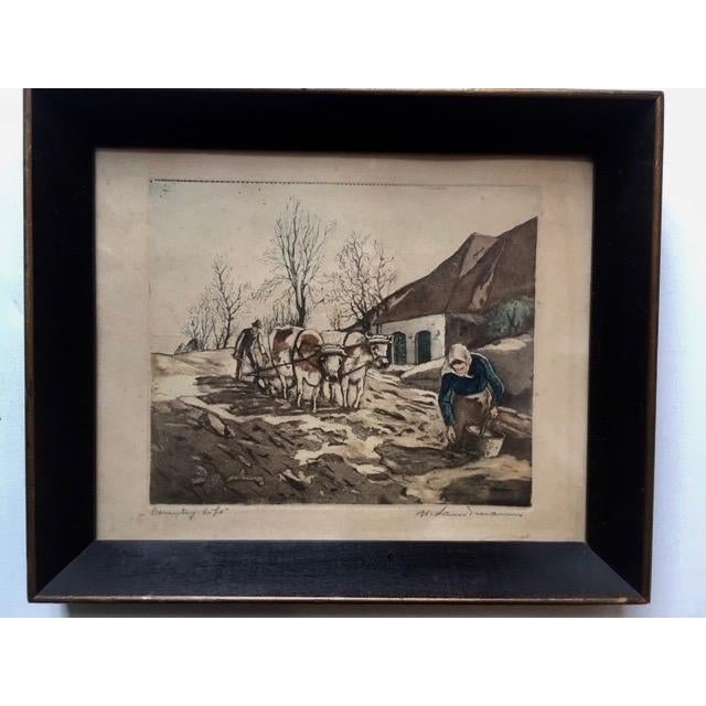 Coffee Early 20th Century Antique W. Landsman "Country Life" Hand-Colored Lithograph Print For Sale - Image 8 of 8