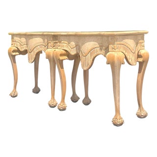 Vintage Regency Carved Ruffle Console Table - a Pair For Sale