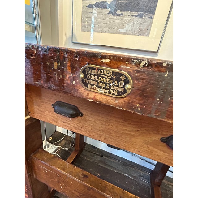 Brown Antique Hammacher Schlemmer Rock Maple Workbench Table For Sale - Image 8 of 12
