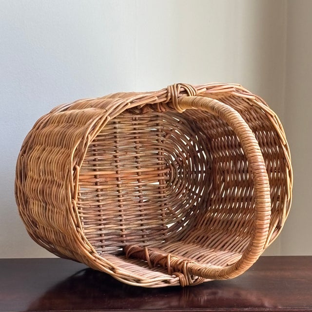 Wood Large French-Style Wicker Picnic Basket For Sale - Image 7 of 15