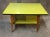 Yellow Formica table, compass beech legs, 2 trays, 50s.