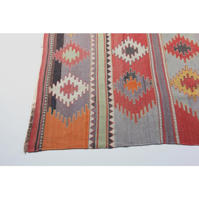 1950s Multi Soft Colors Vintage Turkish Kilim Rug-5' 7'' X 10' 7'' For Sale - Image 10 of 12