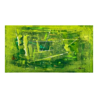 Uji. IV Abstract Green Canvas Painting For Sale
