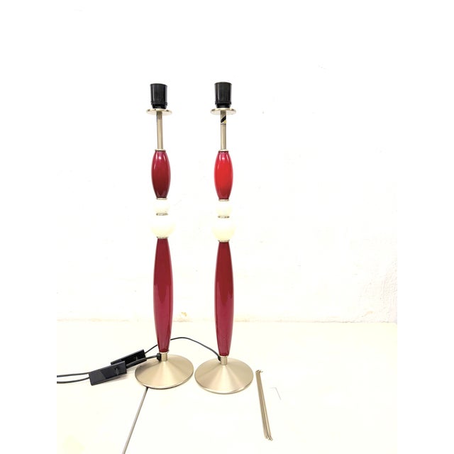 Metal Large Italian Table Lamps by Antonangeli for Antonangeli Illuminazioni, 1980s, Set of 2 For Sale - Image 7 of 17