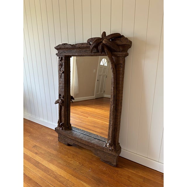 Glass Vintage Grand Palm Tree Wall Mirror For Sale - Image 7 of 11