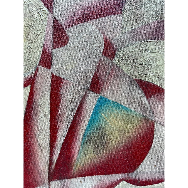 Pink 1970s "Pink Abstract" Oil Paint on Board For Sale - Image 8 of 10