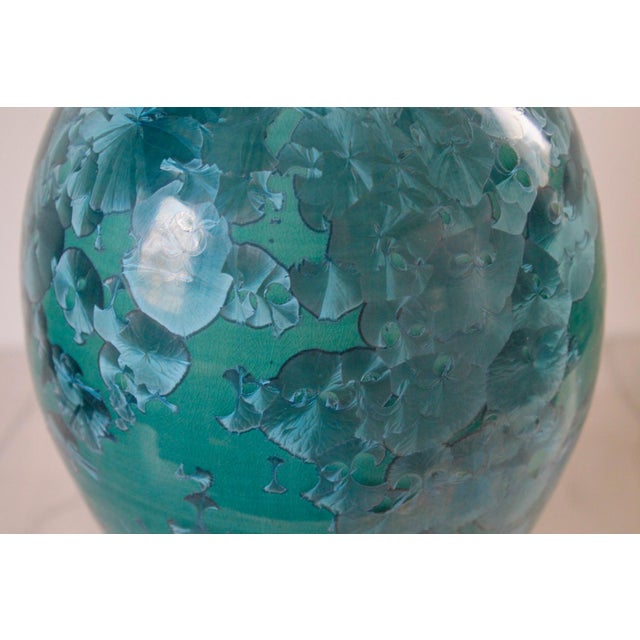 Vintage Teal Glazed Ceramic Table Lamp For Sale - Image 9 of 11