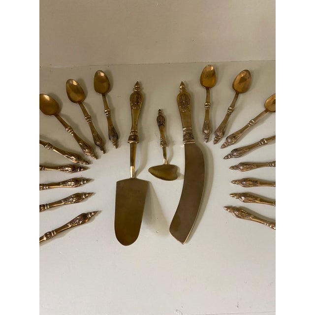 Vintage James Thailand Nickel Bronze Dessert Utensils with Elephant Heads- 19 Pieces For Sale - Image 11 of 13