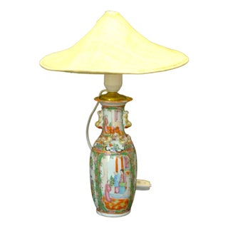 Cantonese Rose Porcelain Table Lamp For Sale