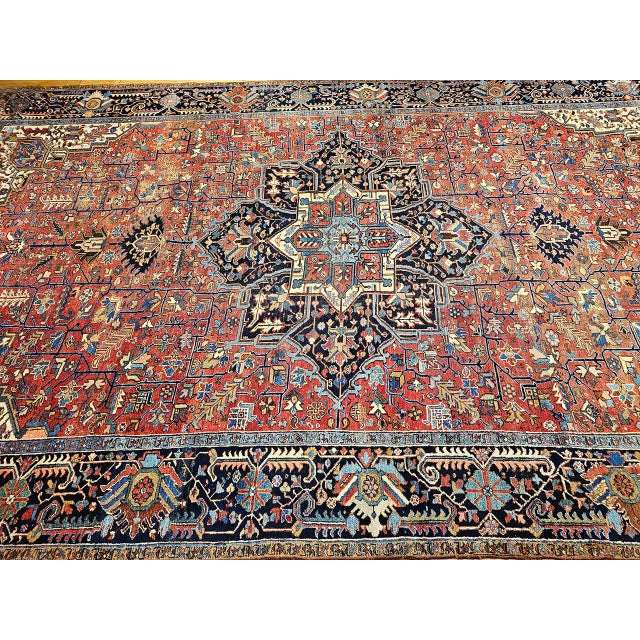 Antique Persian Heriz Karajah Rug, Hand-Knotted Geometric Pattern, Brick-Red, 11’ X 18’ For Sale - Image 10 of 10