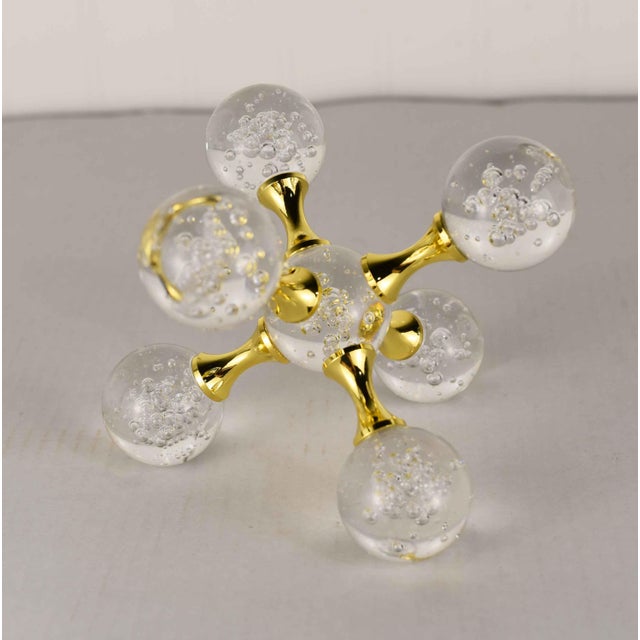 Gold Modern Molecular Cluster Crystal Ball Decorative Orb With Gold Accents For Sale - Image 8 of 11