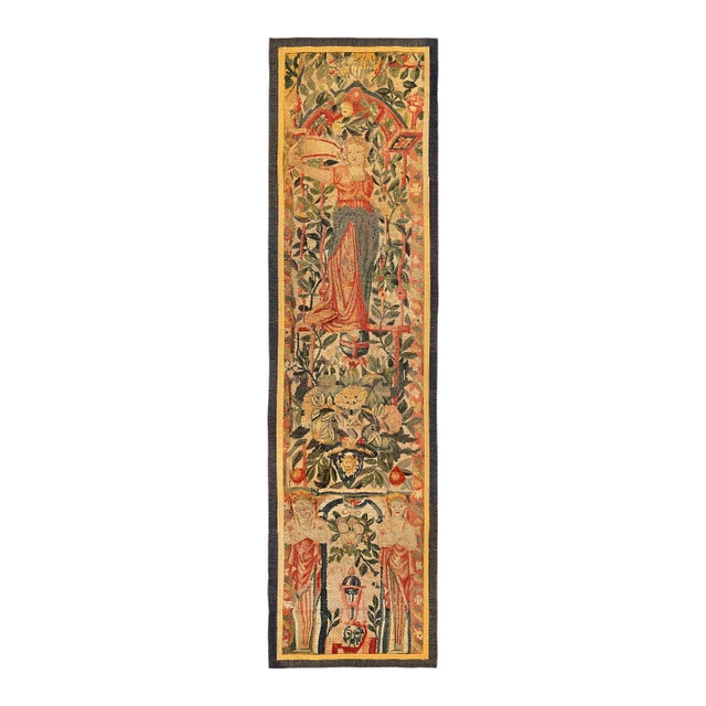Late 16th Century Brussels Mythological Tapestry Panel, Women & Flower, Vertical For Sale