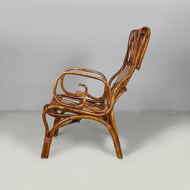 Mid-Century Modern Mid-Century Modern Italian Armchairs in Rattan, 1960s, Set of 3 For Sale - Image 3 of 18