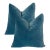 Plush 24" Pacific Blue Down Filled Mohair Pillows - A Pair For Sale