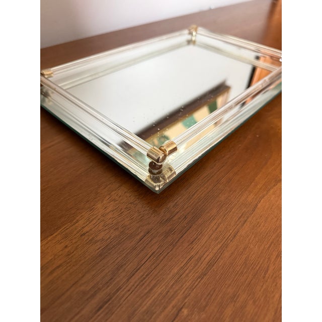 Late 20th Century Vintage Glass Mirror and Lucite Vanity Tray For Sale - Image 5 of 12