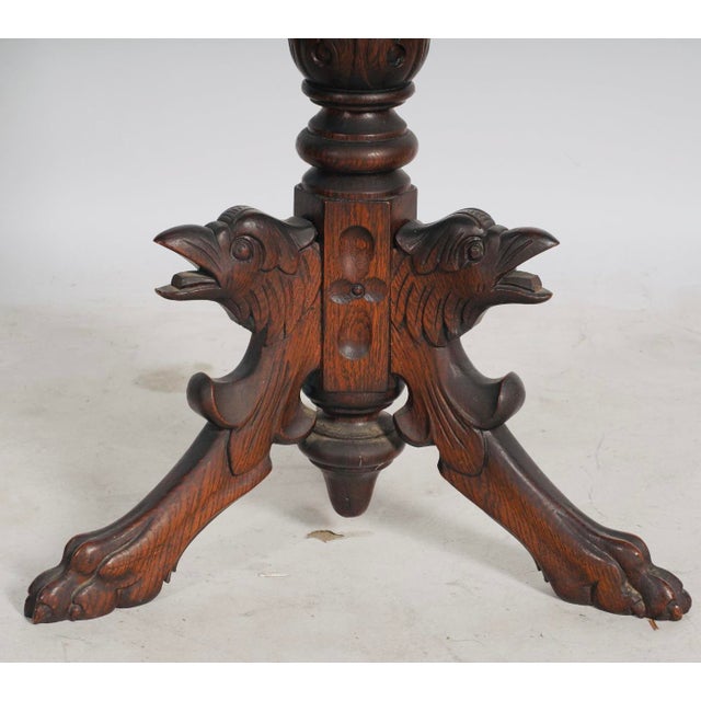 Gothic 19th-Century Continental Carved Oak Adjustable Music Stand With Griffin Base For Sale - Image 3 of 7