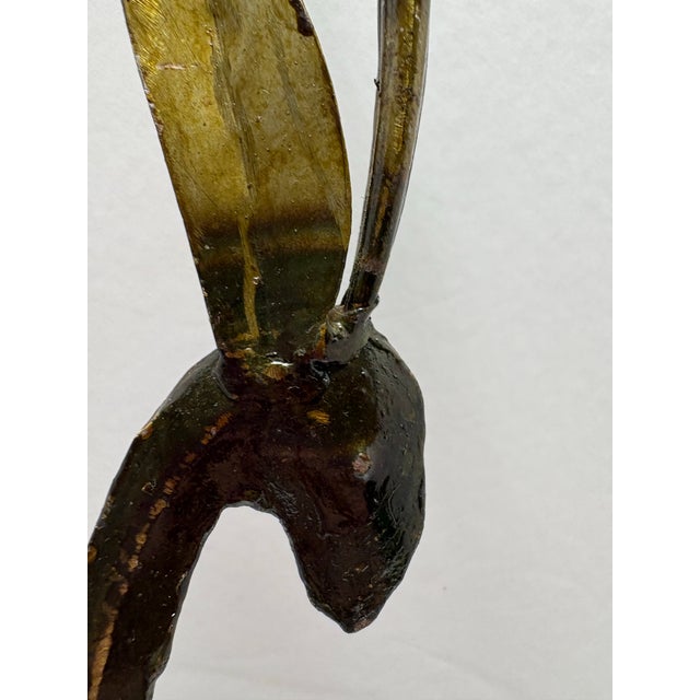 Mid-Century Modern Vintage Mid-Century Modern Hollywood Regency Brass Deer Sculpture on Stand, Black & Gold, 26” For Sale - Image 3 of 10