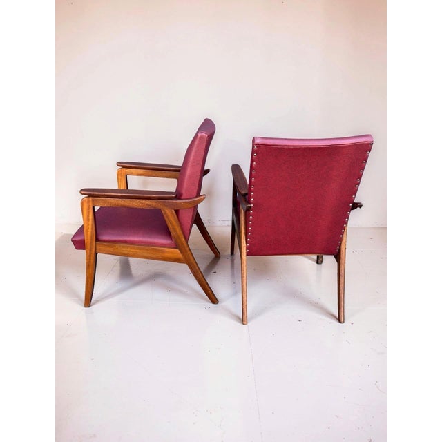 Red Vintage Lounge Chairs in Teak, 1960s, Set of 2 For Sale - Image 10 of 13